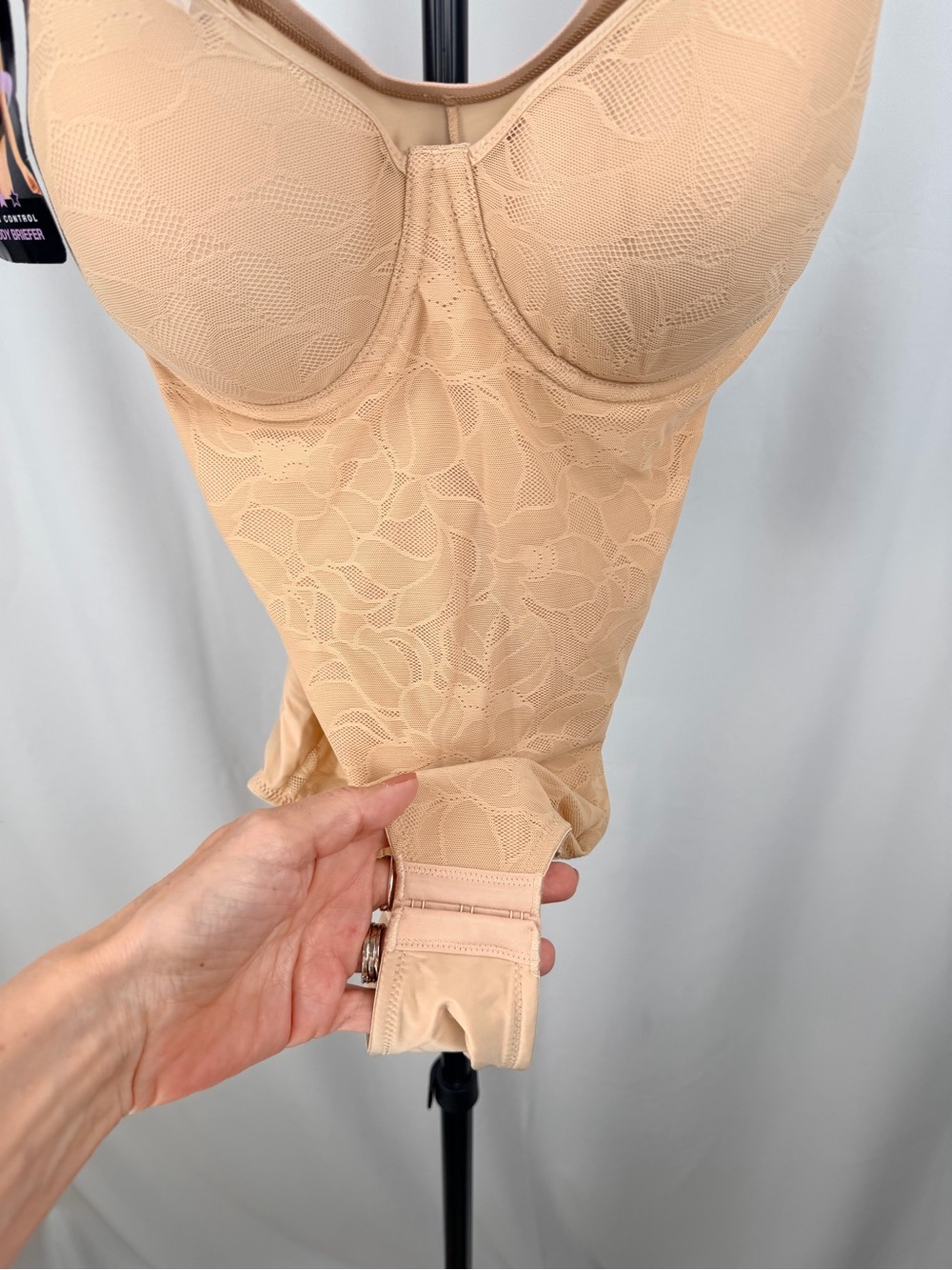 NWT Bali Firm Control Lace Body Briefer Shapewear Nude 34D - Picture 10 of 14